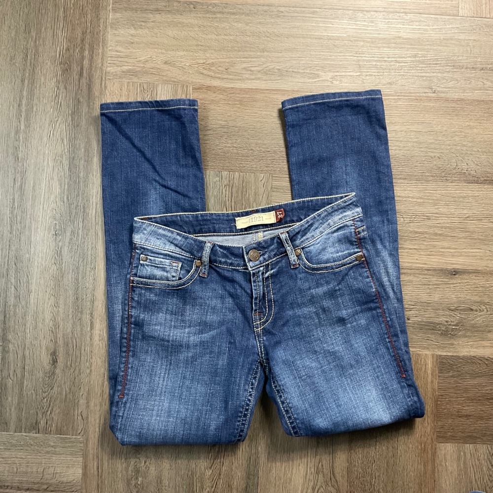 1921 Verona Straight Leg Jeans Low Rise Womens 27 Medium Wash Blue